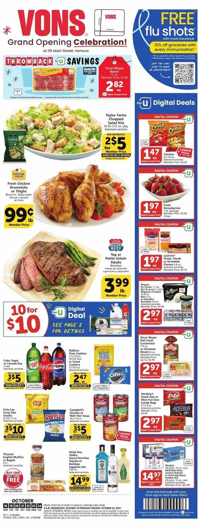 Vons (CA) Weekly Ad Flyer Specials October 18 to October 24, 2023
