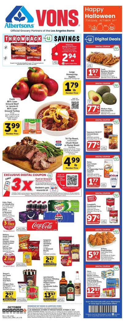 Vons (CA) Weekly Ad Flyer Specials October 25 to October 31, 2023