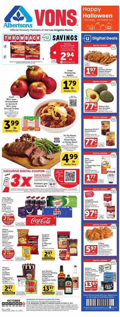 Vons (CA) Weekly Ad Flyer Specials October 25 to October 31, 2023