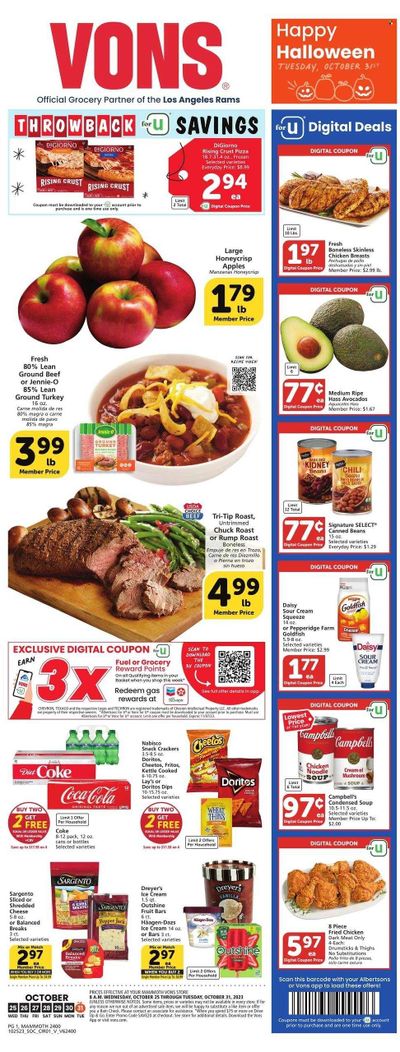 Vons (CA) Weekly Ad Flyer Specials October 25 to October 31, 2023