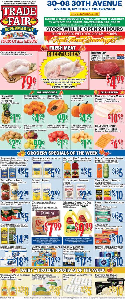 Trade Fair Supermarket (NY) Weekly Ad Flyer Specials October 20 to October 26, 2023
