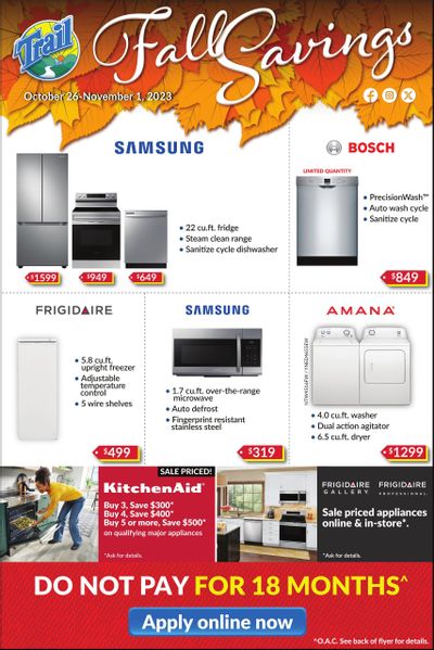 Trail Appliances (AB & SK) Flyer October 26 to November 1