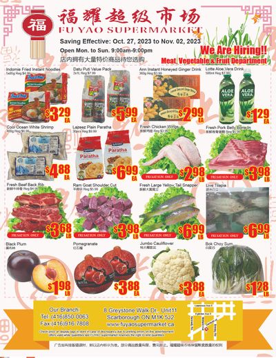 Fu Yao Supermarket Flyer October 27 to November 2