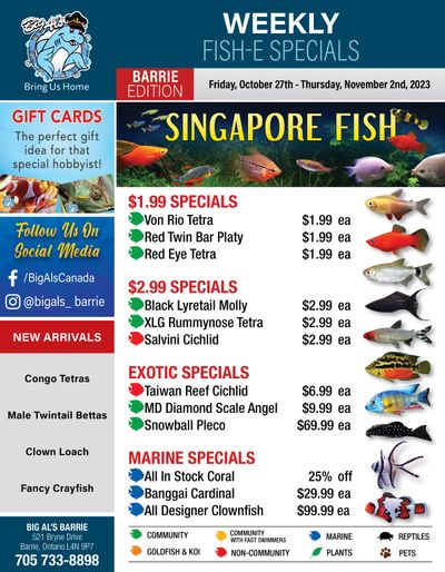 Big Al's (Barrie) Weekly Specials October 27 to November 2