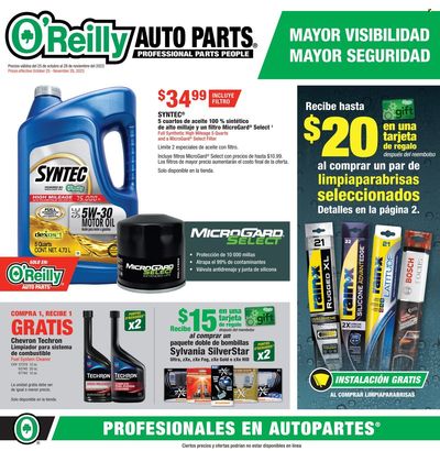 O'Reilly Auto Parts Weekly Ad Flyer Specials October 25 to November 28, 2023