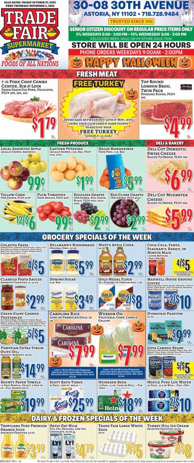 Trade Fair Supermarket (NY) Weekly Ad Flyer Specials October 27 to November 2, 2023