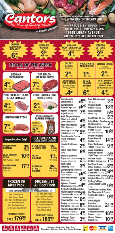 Cantor's Meats Flyer November 2 to 8