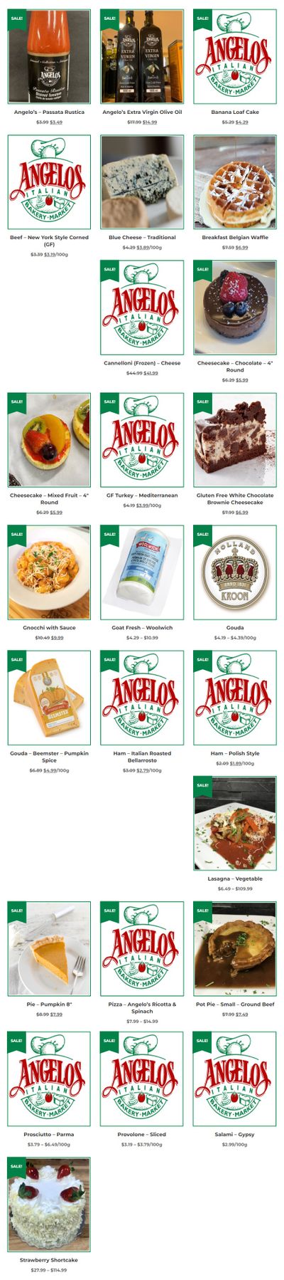 Angelo's Italian Bakery Monthly Specials November 1 to 30