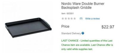Costco Canada Pre-Black Friday Deals: Nordic Ware Double Burner Backsplash Griddle $22.97 *Last Chance Deal*