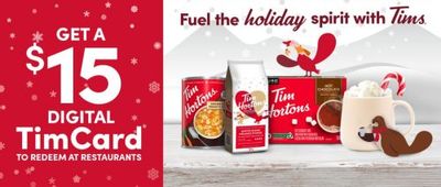 Tims at Home Holiday Promotion: Get A $15 Digital Tim Card when you Purchase $40 of Participating Tims at Home Products