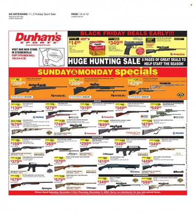 Dunham's Sports (OH) Weekly Ad Flyer Specials November 4 to November 9, 2023