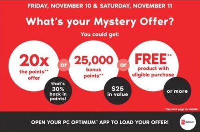 Shoppers Drug Mart Canada Pre Black Friday Offers: Mystery PC Optimum Offer November 10th & 11th