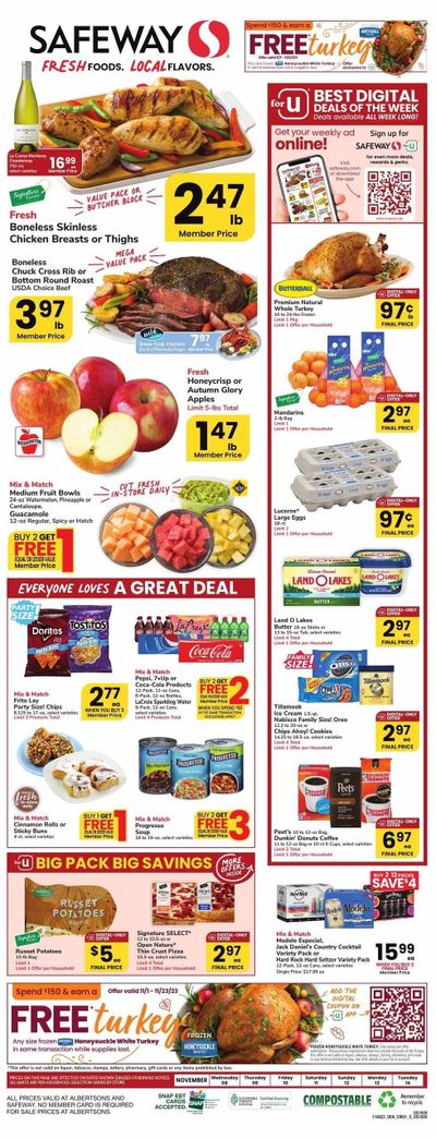 Safeway (CO) Weekly Ad Flyer Specials November 8 to November 14, 2023