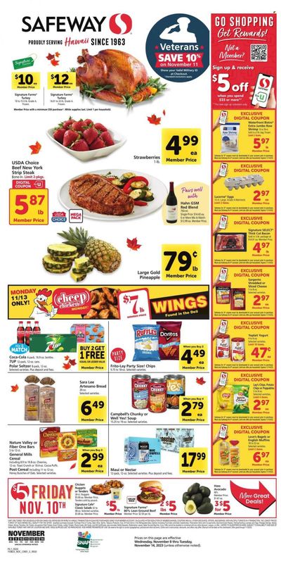 Safeway (HI) Weekly Ad Flyer Specials November 8 to November 14, 2023