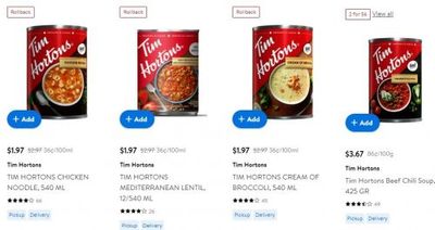 Walmart Canada Early Black Friday Offers: Tim Hortons Soup 540ml $1.97 + $15 Digital Tim Card Offer