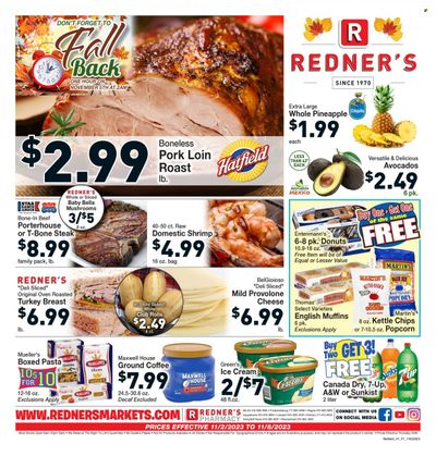 Redner's Markets (DE, MD, PA) Weekly Ad Flyer Specials November 2 to November 8, 2023