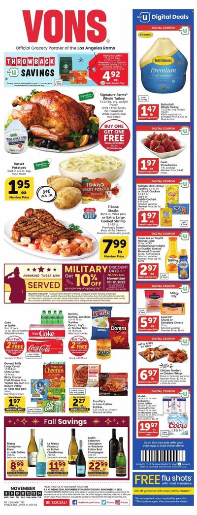 Vons (CA) Weekly Ad Flyer Specials November 8 to November 14, 2023