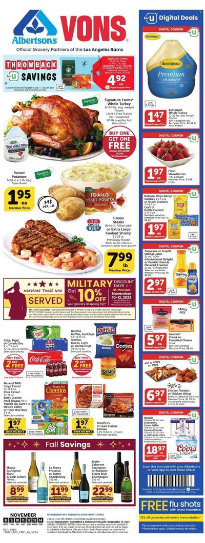 Vons (CA) Weekly Ad Flyer Specials November 8 to November 14, 2023