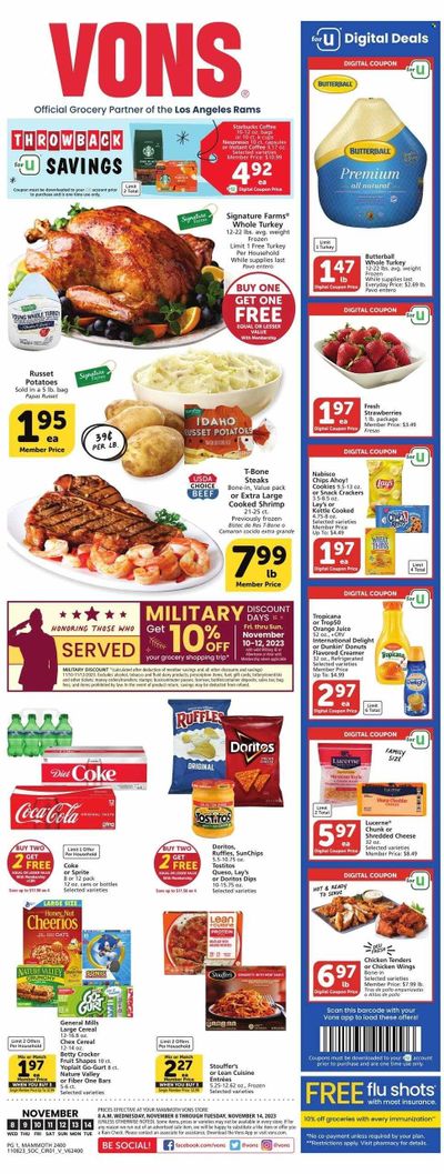 Vons (CA) Weekly Ad Flyer Specials November 8 to November 14, 2023