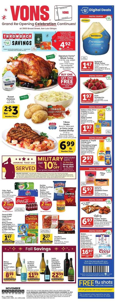 Vons (CA) Weekly Ad Flyer Specials November 8 to November 14, 2023