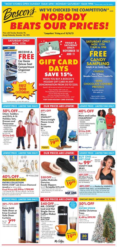 Boscov's (CT, DE, MD, NJ, NY, PA) Weekly Ad Flyer Specials November 9 to November 15, 2023