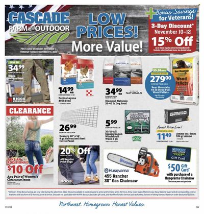 Cascade Farm And Outdoor (OR, WA) Weekly Ad Flyer Specials November 1 to November 14, 2023