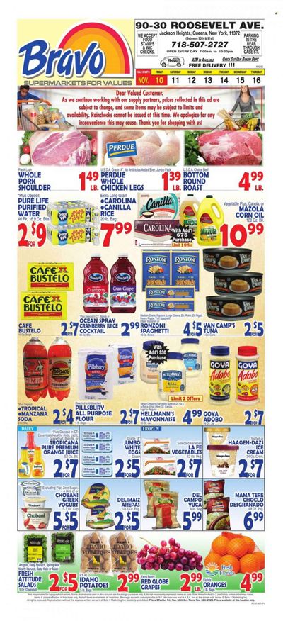 Bravo Supermarkets (CT, FL, MA, NJ, NY, PA) Weekly Ad Flyer Specials November 10 to November 16, 2023