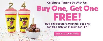 Booster Juice Canada Customer Appreciation Day: Buy One Get One Free Regular Smoothie November 13th