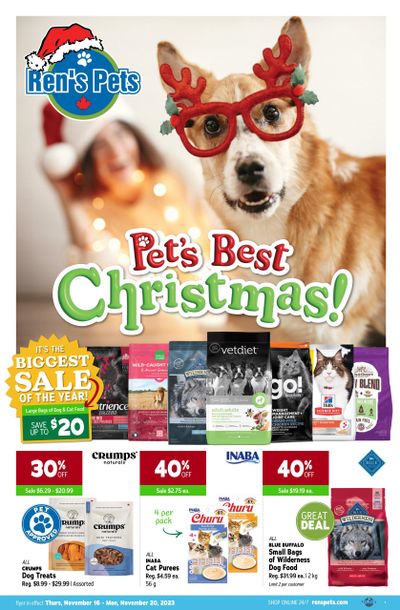 Ren's Pets Pet's Best Christmas Flyer November 16 to 20