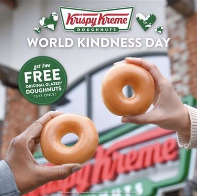 Krispy Kreme Canada: Get Two Free Original Glazed Doughnuts for World Kindness Day