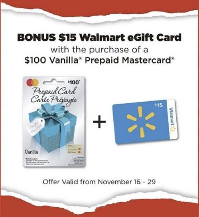 Walmart Canada: Bonus $15 Walmart eGift Card with $100 Vanilla Mastercard Purchase + $20 Walmart eGift Card with $100 PlayStation Gift Card Purchase + More