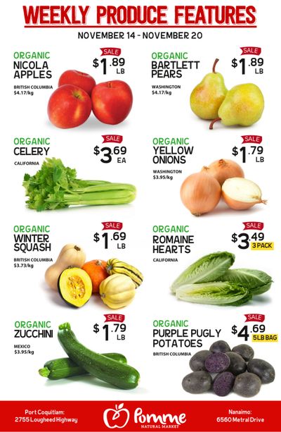 Pomme Natural Market Weekly Produce Flyer November 14 to 20
