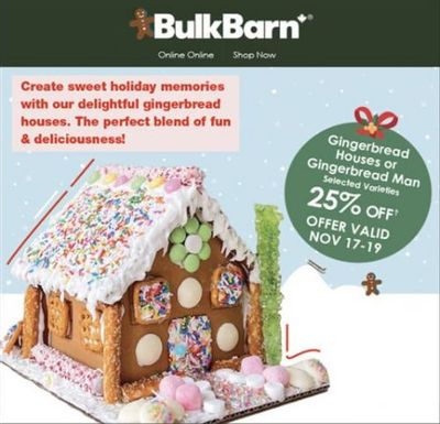Bulk Barn Canada Pre-Black Friday Offers: Gingerbread Houses or Gingerbread Men 25% off November 17th – 19th
