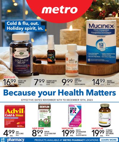 Metro (ON) Pharmacy Flyer November 16 to December 13