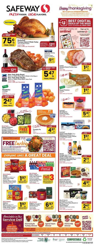 Safeway (CO) Weekly Ad Flyer Specials November 15 to November 23, 2023