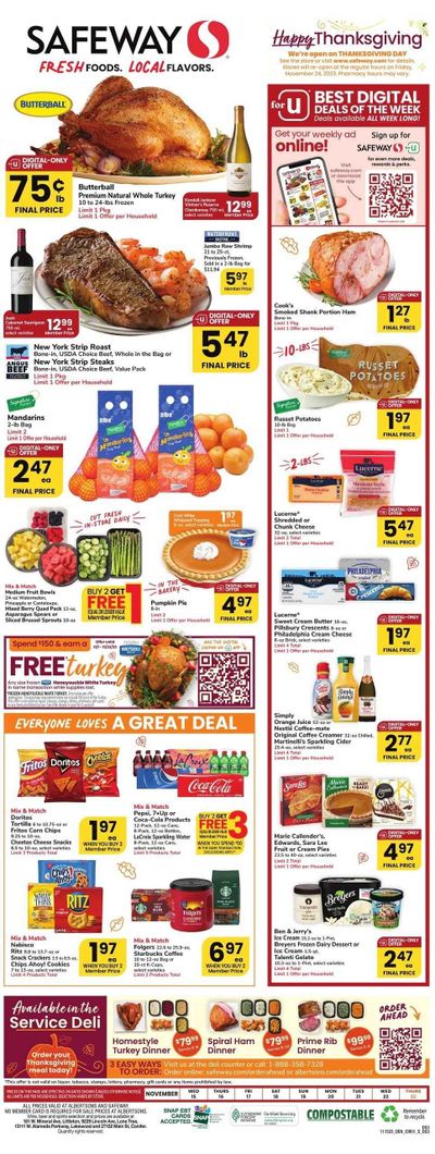 Safeway (CO) Weekly Ad Flyer Specials November 15 to November 23, 2023