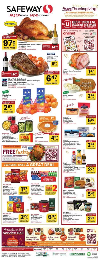 Safeway (CO) Weekly Ad Flyer Specials November 15 to November 23, 2023