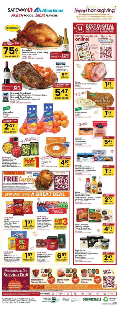 Safeway (CO) Weekly Ad Flyer Specials November 15 to November 23, 2023