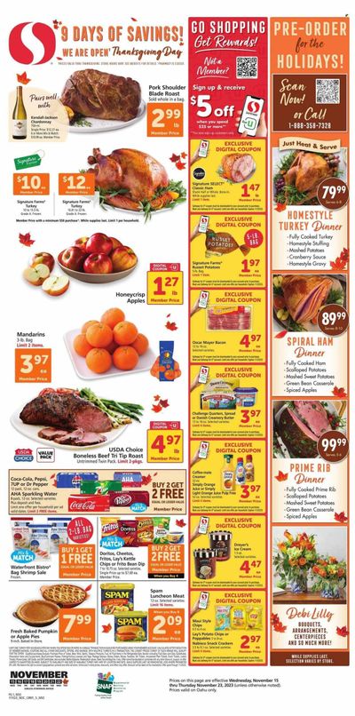 Safeway (HI) Weekly Ad Flyer Specials November 15 to November 23, 2023