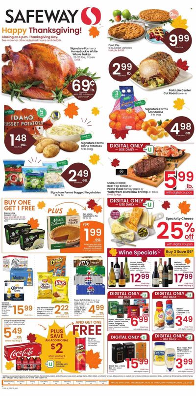 Safeway (MT) Weekly Ad Flyer Specials November 15 to November 23, 2023