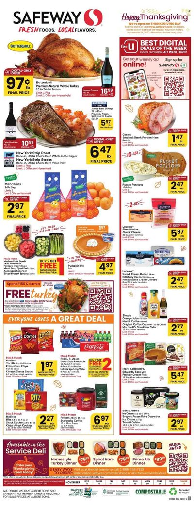 Safeway (SD) Weekly Ad Flyer Specials November 15 to November 23, 2023