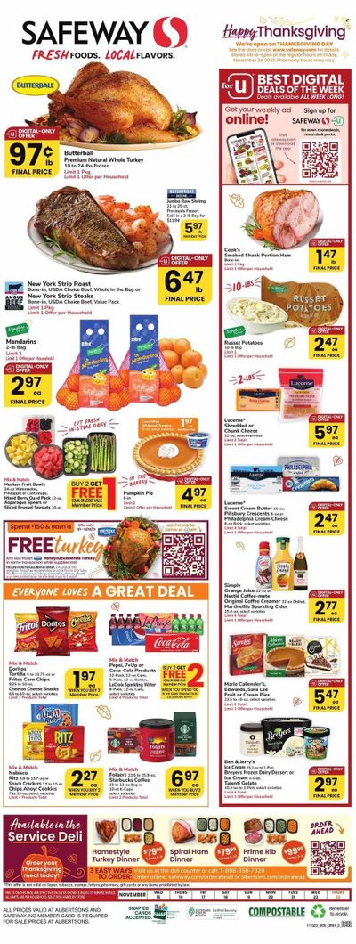 Safeway (WY) Weekly Ad Flyer Specials November 15 to November 23, 2023