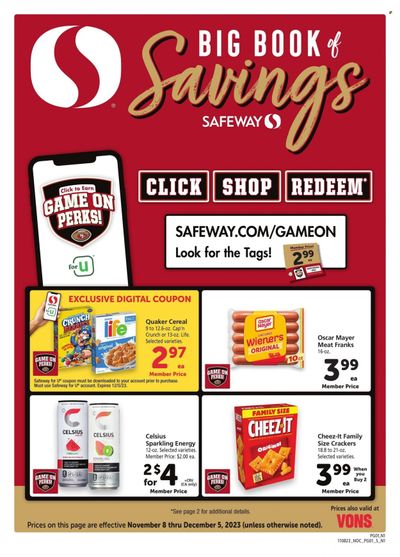 Vons (CA) Weekly Ad Flyer Specials November 8 to December 5, 2023