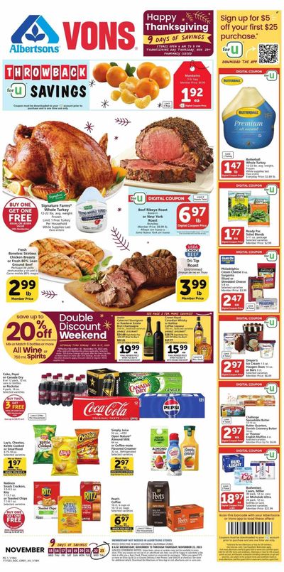 Vons (CA) Weekly Ad Flyer Specials November 15 to November 23, 2023