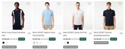Lacoste Canada Black Friday Sale: Save 40% on New Season Styles