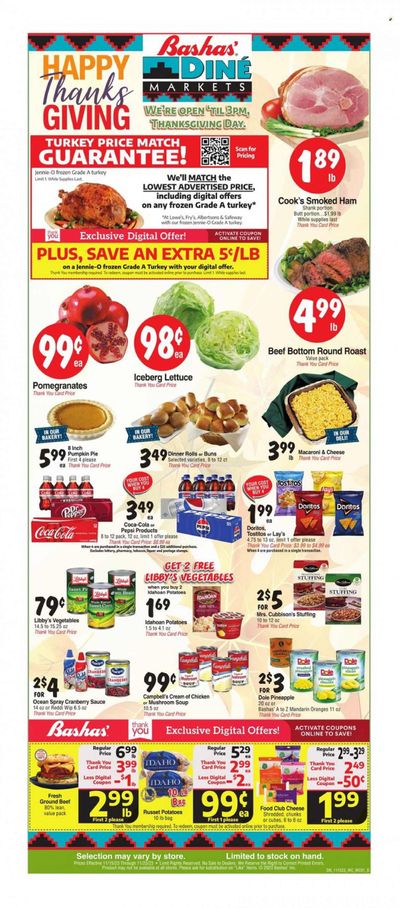 Bashas' Diné Markets (AZ, NM) Weekly Ad Flyer Specials November 15 to November 23, 2023