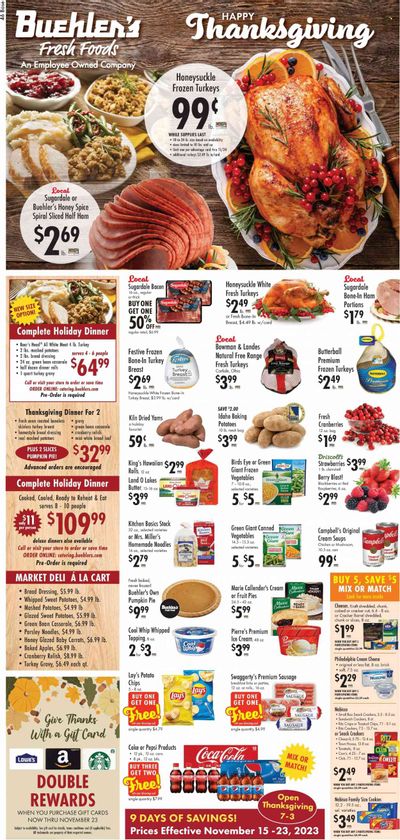 Buehler's (OH) Weekly Ad Flyer Specials November 15 to November 23, 2023