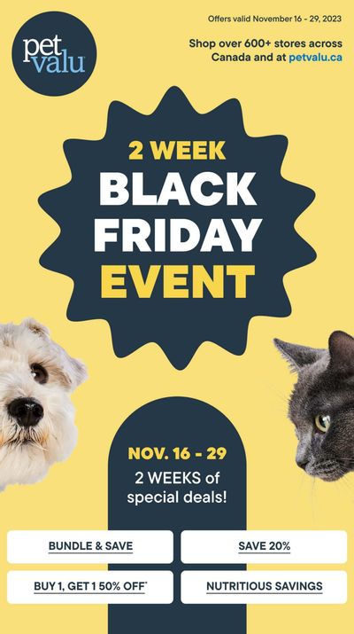 Pet Valu Black Friday Event Flyer November 16 to 29