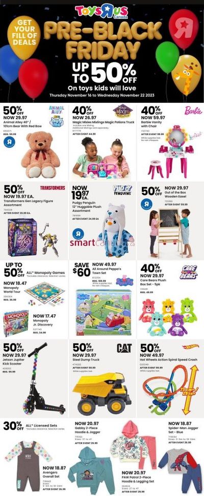 Toys R Us Canada Pre-Black Friday Flyer: Save up to 50% November 16th – 22nd