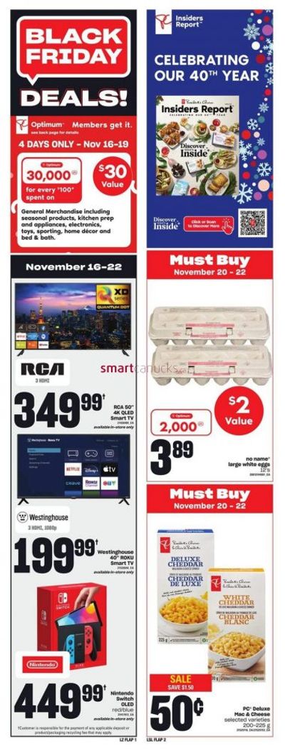 Loblaws Ontario Black Friday Deals: Get 30,000 PC Optimum Points for Every $100 Spent on General Merchandise November 16th – 19th